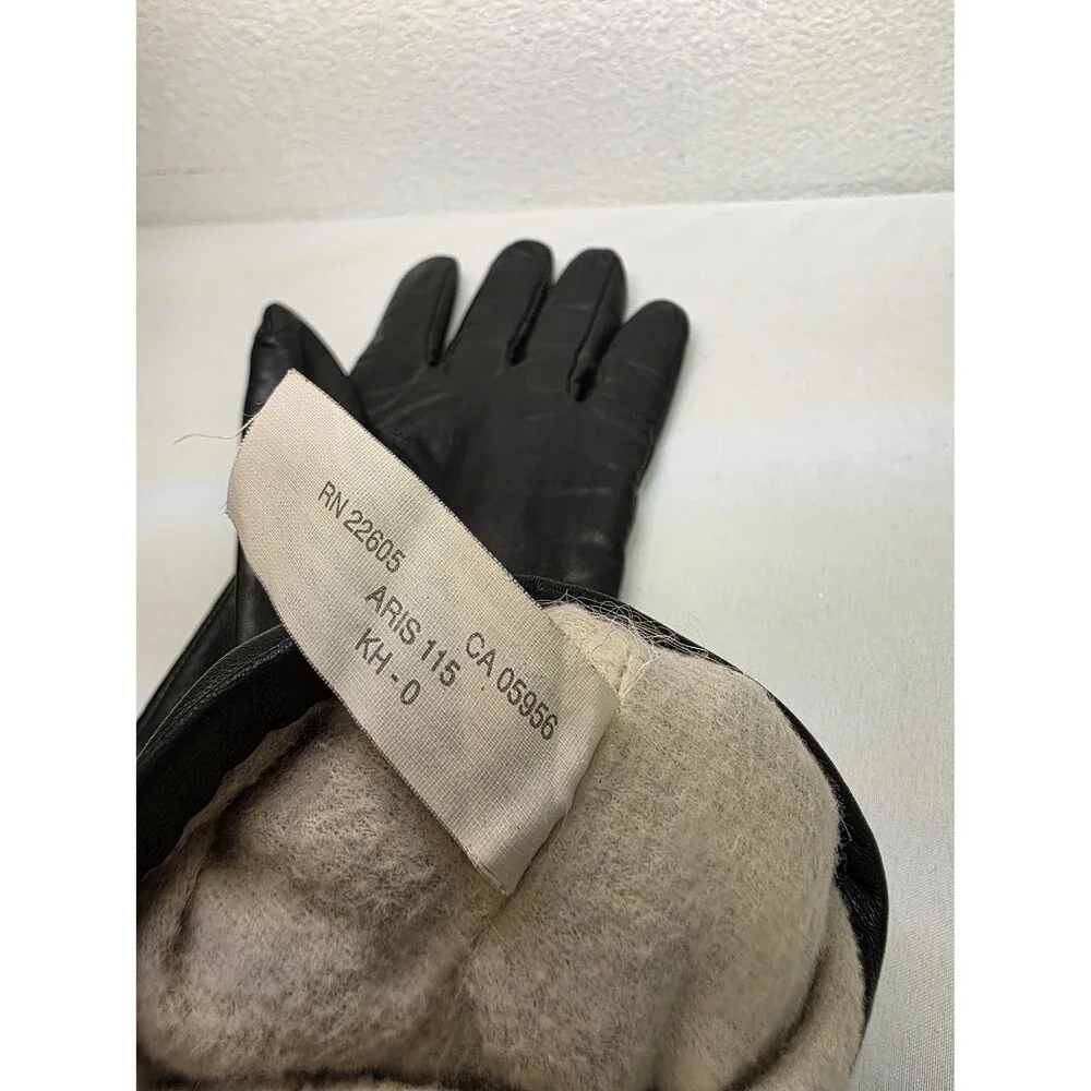 Vintage Black Leather Gloves Size 7.5 Retro Unisex Gloves, Genuine Leather